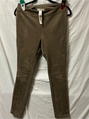 White House Black Market Taupe Suede-Look Leggings